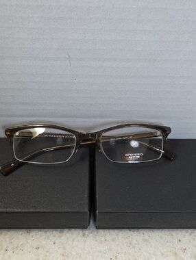 Oliver Peoples Men's Brown Semi-Rectangular Eyewear Frame